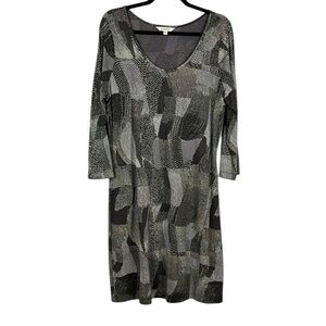 Sandwich Classic Retro Polka Dot Cotton Modal Long Sleeve Midi Dress XL Grey